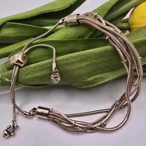 WHBM Rose Gold & Gold Multi-Strand Tassel Bracelet